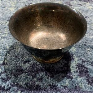 Vintage Silver plate 4” footed bowl made in USA in patina, great condition